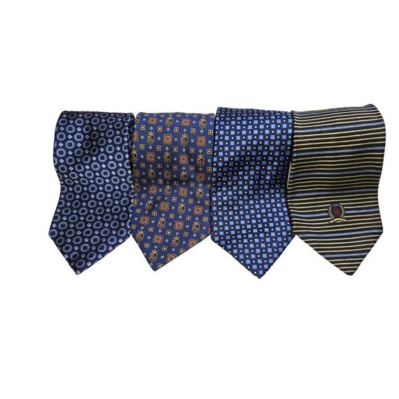 Tommy Hilfiger neck ties Silk 4 Set Geometric Stripes Classic Professional Work - Picture 1 of 16